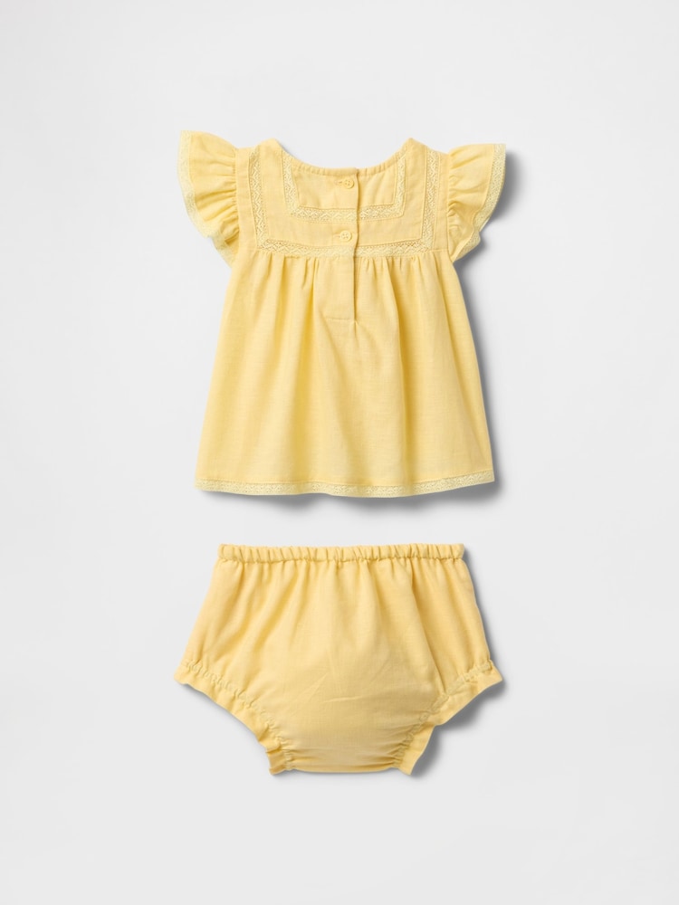 Gap Yellow Linen-Cotton Ruffle Outfit Set (Newborn-24mths) - Image 2 of 2