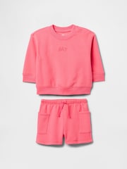 Rosa - Conjunto de pantalones cortos de chándal con diseño de tacto suave y logo vintage de Gap (recién nacido - 24 meses) - Imagen 1 de 2