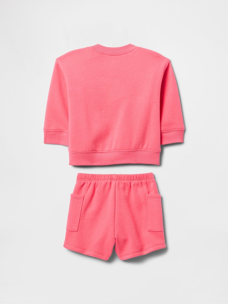 Rosa - Conjunto de pantalones cortos de chándal con diseño de tacto suave y logo vintage de Gap (recién nacido - 24 meses) - Imagen 2 de 2