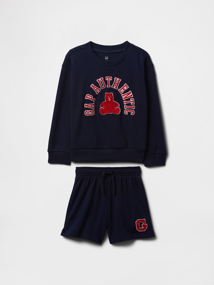 Gap Navy Blue Vintage Logo Sweatshirt and Shorts Set (6mths-5yrs) - Image 1 of 2