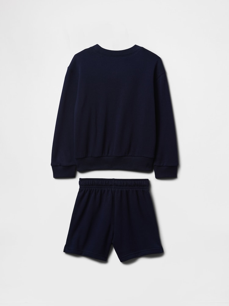 Gap Navy Blue Vintage Logo Sweatshirt and Shorts Set (6mths-5yrs) - Image 2 of 2 Gap Navy Blue Vintage Logo Sweatshirt and Shorts Set (6mths-5yrs) - Image 2 of 2