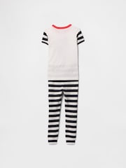 Gap White & Black Mickey Mouse Disney Cotton Short Sleeve Striped Pyjamas (6mths-5yrs) - Image 2 of 3