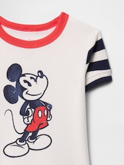 Gap White & Black Mickey Mouse Disney Cotton Short Sleeve Striped Pyjamas (6mths-5yrs) - Image 3 of 3