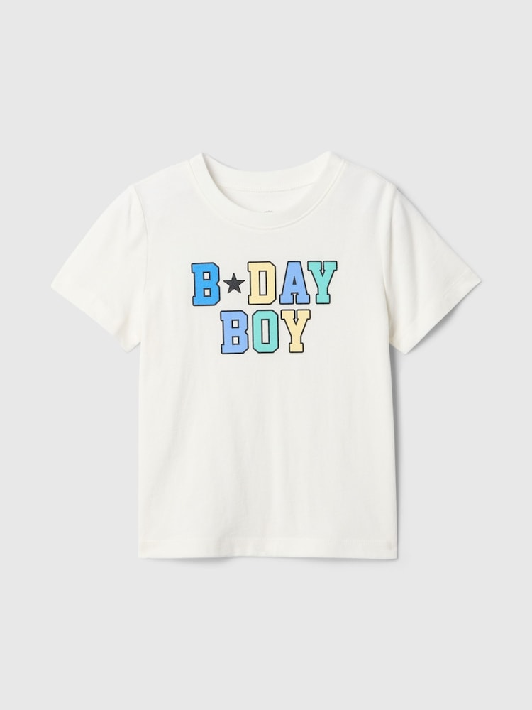 Gap White Birthday Boy Short Sleeve Graphic T-Shirt (6mths-5yrs) - Image 1 of 3