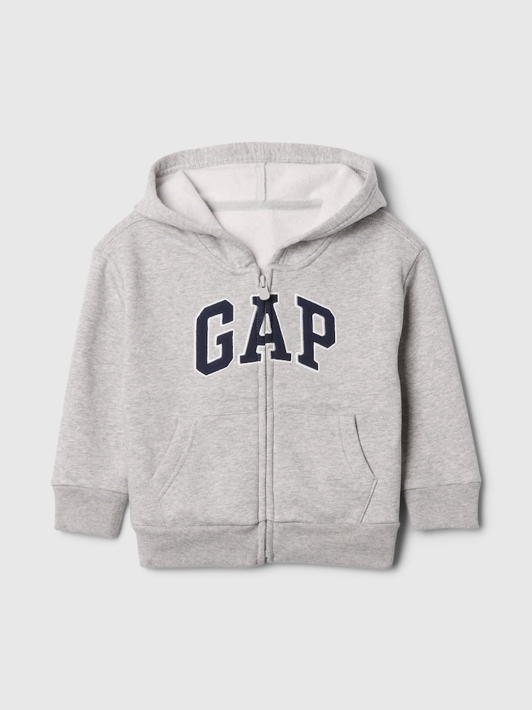 Gap Grey Zip Up Logo Zip Up Hoodie (6mths-5yrs) - Image 1 of 3