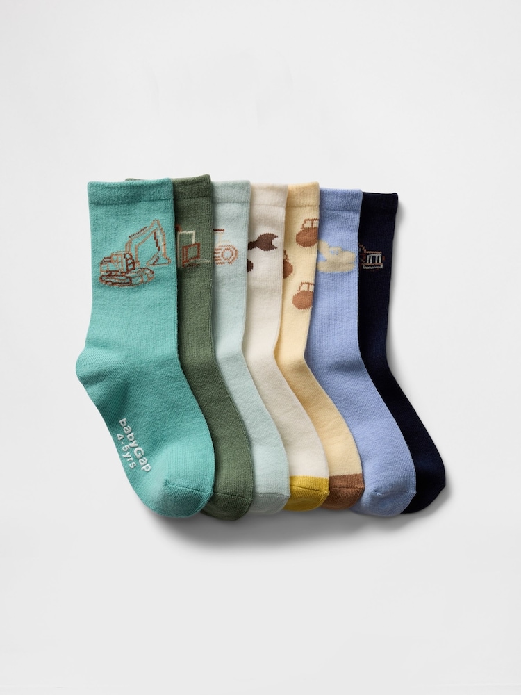 Gap Multi Digger Crew Socks 7-Pack (12mths-5yrs) - Image 1 of 1