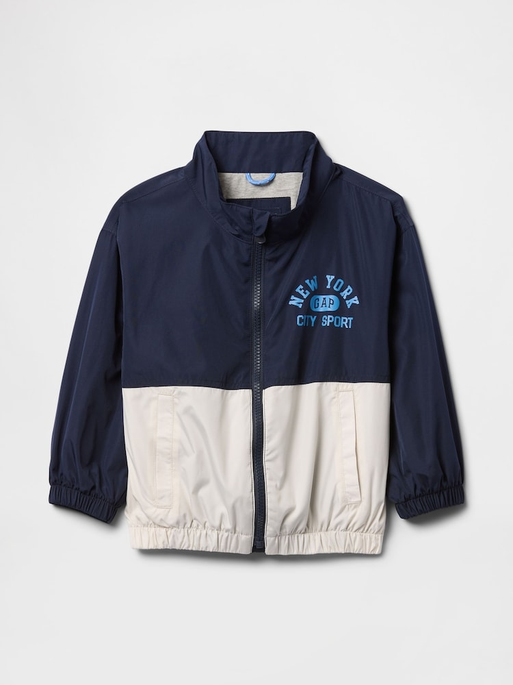 Gap Navy Blue NYC Logo Colourblock Windbreaker (6mths-5yrs) - Image 1 of 3