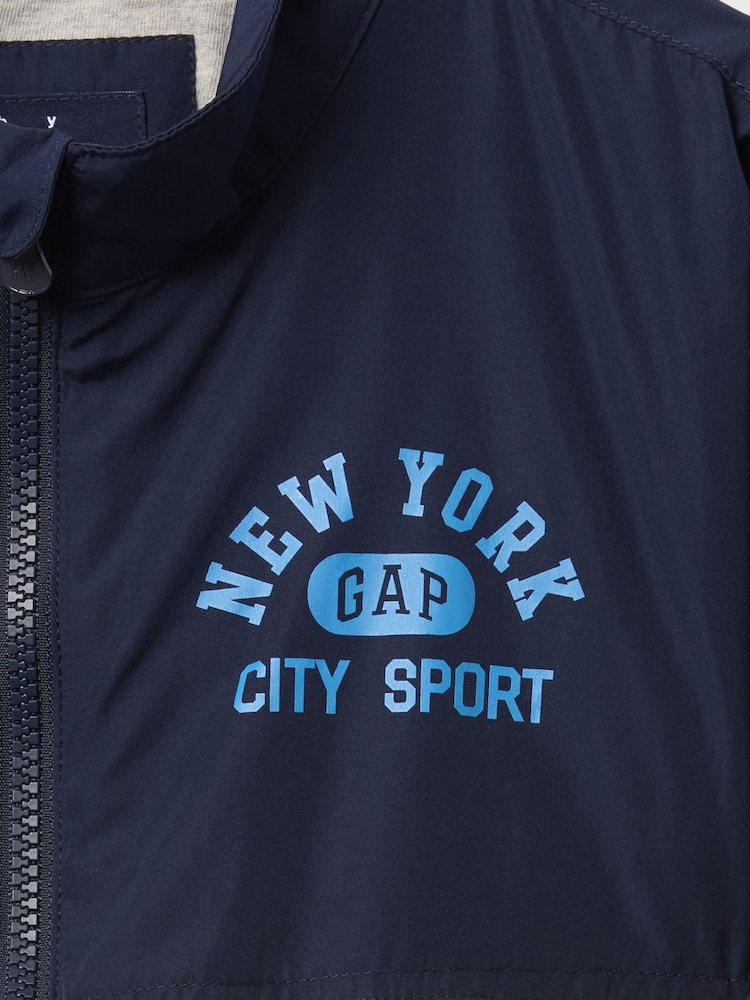 Gap Navy Blue NYC Logo Colourblock Windbreaker (6mths-5yrs) - Image 3 of 3