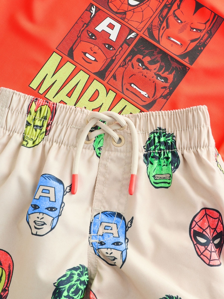 Gap Red Marvel Rash Guard and Shorts Swim Set (6mths-5yrs) - Image 3 of 6