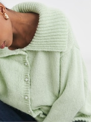 JD Williams Pistachio Green Statement Collar Cardigan - Image 3 of 4
