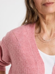 JD Williams Pink Sponge Mid Length Pointelle Cardigan - Image 3 of 4