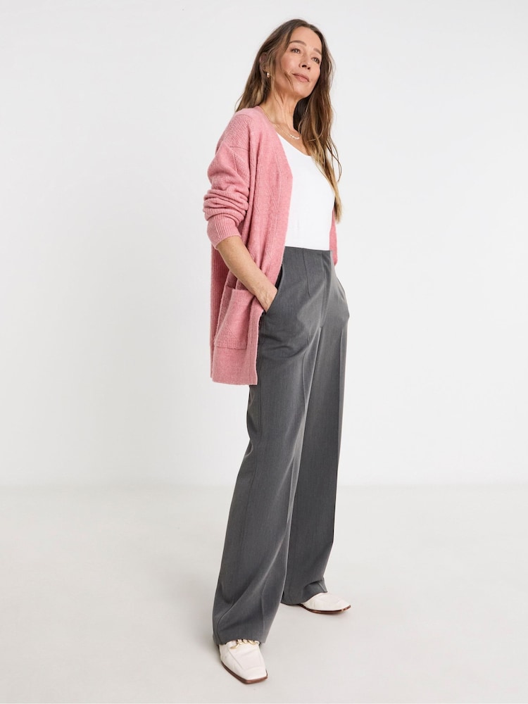 JD Williams Pink Sponge Mid Length Pointelle Cardigan - Image 4 of 4