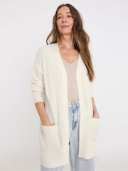 JD Williams White Sponge Mid Length Pointelle Cardigan - Image 1 of 4