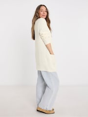 JD Williams White Sponge Mid Length Pointelle Cardigan - Image 4 of 4