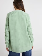 JD Williams Green Edge to Edge Stitch Sleeve Cardigan' - Image 2 of 4