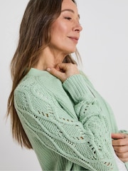 JD Williams Green Edge to Edge Stitch Sleeve Cardigan' - Image 3 of 4