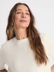 JD Williams Ivory Sponge Short Sleeve Crew Neck Jumper - Image 3 of 4