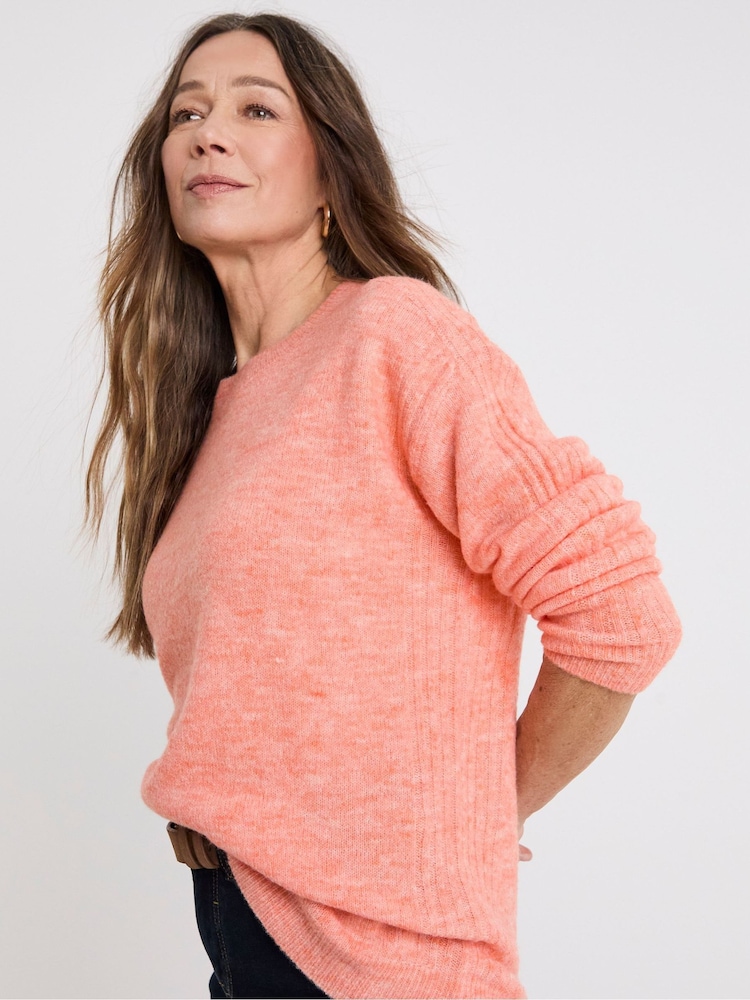 JD Williams Orange Sponge Rib Shoulder And Side Seam Jumper - Image 1 of 4