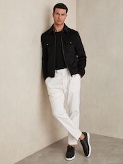 Reiss Black Peridoe Zip-Through Trucker Jacket With Wool - Image 3 of 6