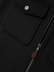Reiss Black Peridoe Zip-Through Trucker Jacket With Wool - Image 6 of 6