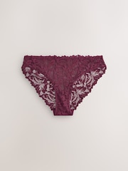 Burgundy Red High Leg Ultimate Comfort Lace Knickers 2 Pack - Image 6 of 8