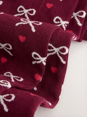 Plum Red Cotton Rich Bow Tights - Image 3 of 3
