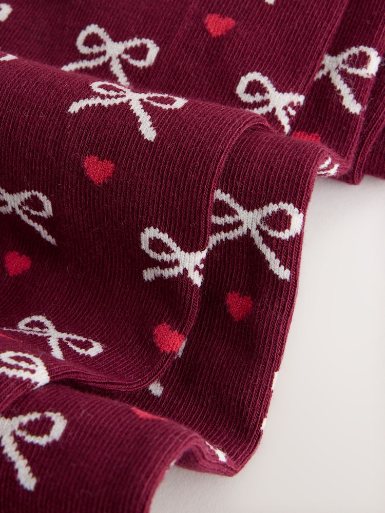 Plum Red Cotton Rich Bow Tights - Image 3 of 3
