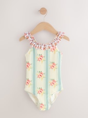 Blue Floral Stripe Frill Swimsuit (3-16yrs) - Image 1 of 4
