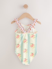 Blue Floral Stripe Frill Swimsuit (3-16yrs) - Image 2 of 4