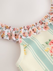 Blue Floral Stripe Frill Swimsuit (3-16yrs) - Image 3 of 4