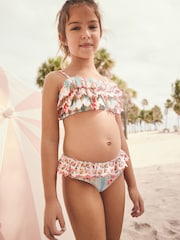 Blue Stripe Floral Tiered Bikini (3-16yrs) - Image 1 of 5