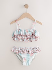 Blue Stripe Floral Tiered Bikini (3-16yrs) - Image 2 of 5
