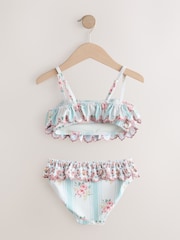 Blue Stripe Floral Tiered Bikini (3-16yrs) - Image 3 of 5
