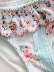 Blue Stripe Floral Tiered Bikini (3-16yrs) - Image 4 of 5