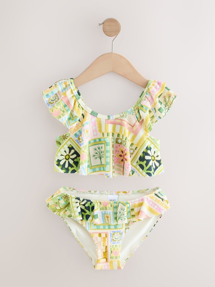 Multi Patchwork Floral Frill Bikini (3-16yrs) - Image 2 of 5