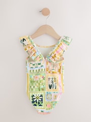 Multi Patchwork Floral Frill Shoulder Swimsuit (3mths-7yrs) - Image 3 of 5
