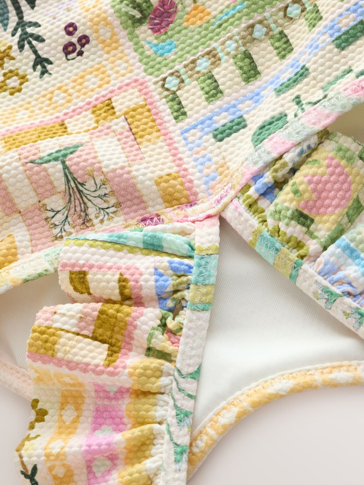 Multi Patchwork Floral Frill Shoulder Swimsuit (3mths-7yrs) - Image 5 of 5