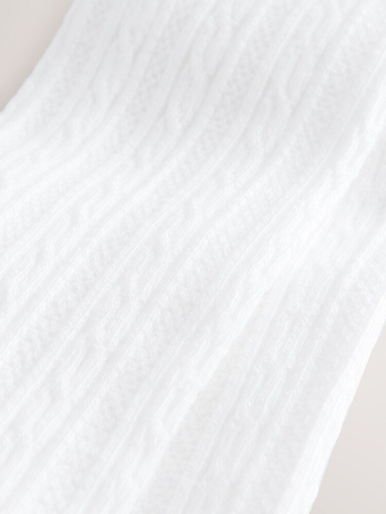 White Regular Length Cotton Rich Cable Tights - Image 3 of 3