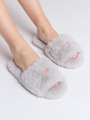 Boux Avenue Grey Cosy Rosebud Slider Slippers - Image 1 of 6