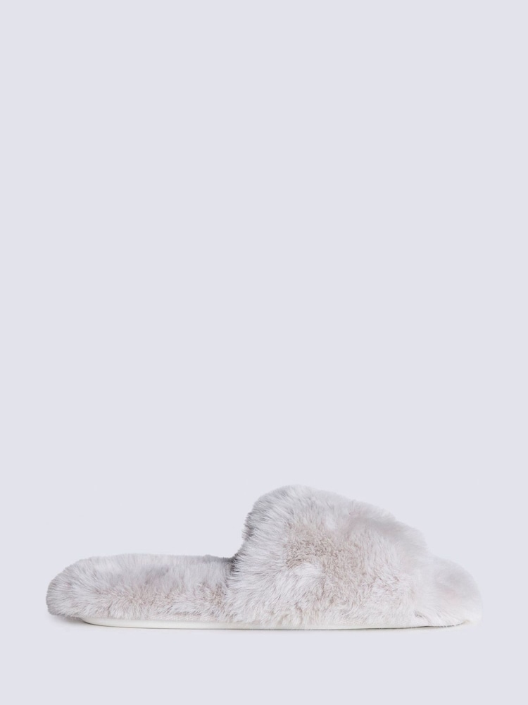 Boux Avenue Grey Cosy Rosebud Slider Slippers - Image 2 of 6