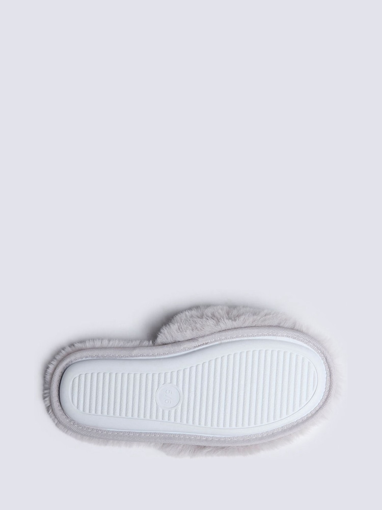 Boux Avenue Grey Cosy Rosebud Slider Slippers - Image 6 of 6