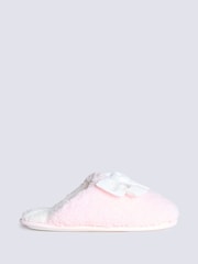 Boux Avenue Pink Cosy Pretty Bow Mule Sliders - Image 2 of 6