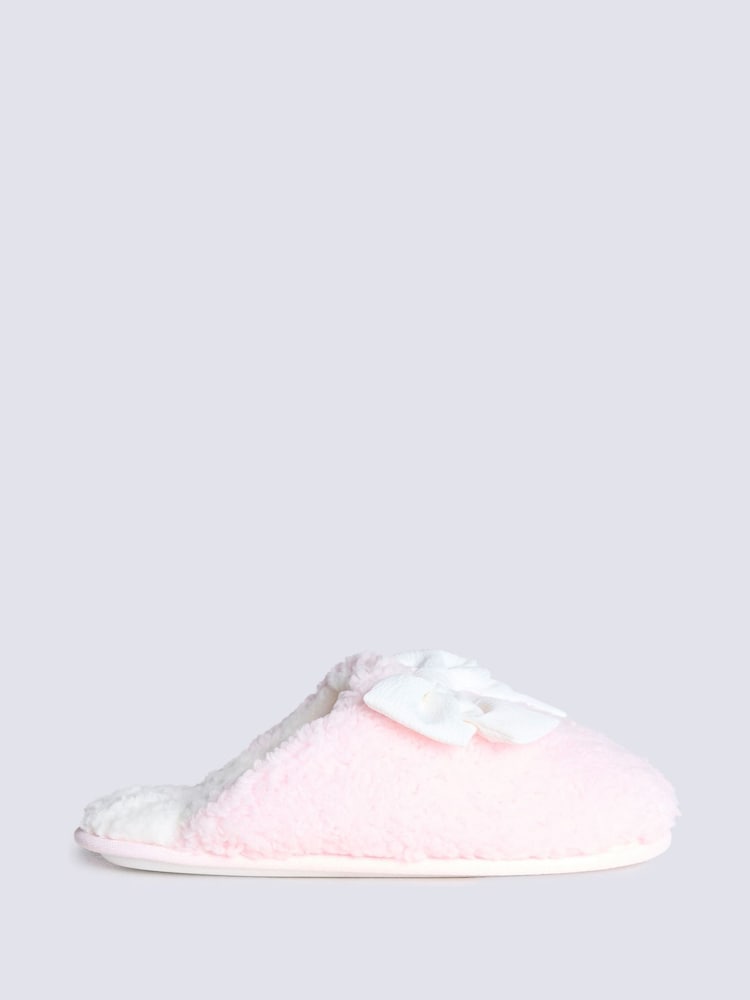 Boux Avenue Pink Cosy Pretty Bow Mule Sliders - Image 2 of 6 Boux Avenue Pink Cosy Pretty Bow Mule Sliders - Image 2 of 6
