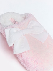 Boux Avenue Pink Cosy Pretty Bow Mule Sliders - Image 6 of 6