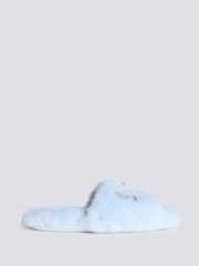 Boux Avenue Blue Cosy Bow Embellished Powder Slider Slippers - Image 2 of 6