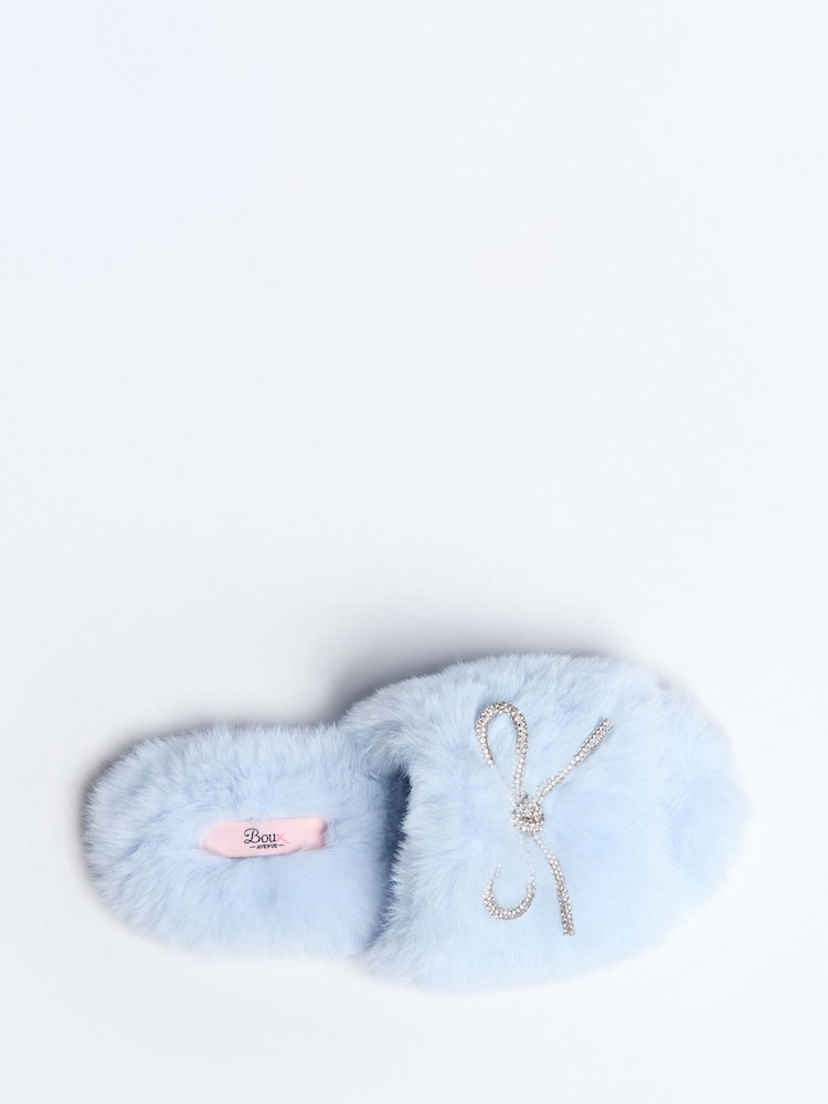 Boux Avenue Grey Bow Embellished Slider Slippers - Image 4 of 6