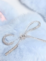Boux Avenue Blue Cosy Bow Embellished Powder Slider Slippers - Image 5 of 6