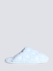 Boux Avenue Blue Cosy Bow Embroidered Powder Mule Slippers - Image 2 of 6