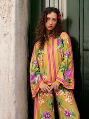 Raishma Green Alisa Elasticated Back Wide Leg Trousers - Image 1 of 4