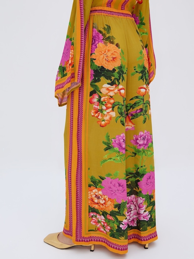 Raishma Green Alisa Elasticated Back Wide Leg Trousers - Image 2 of 4